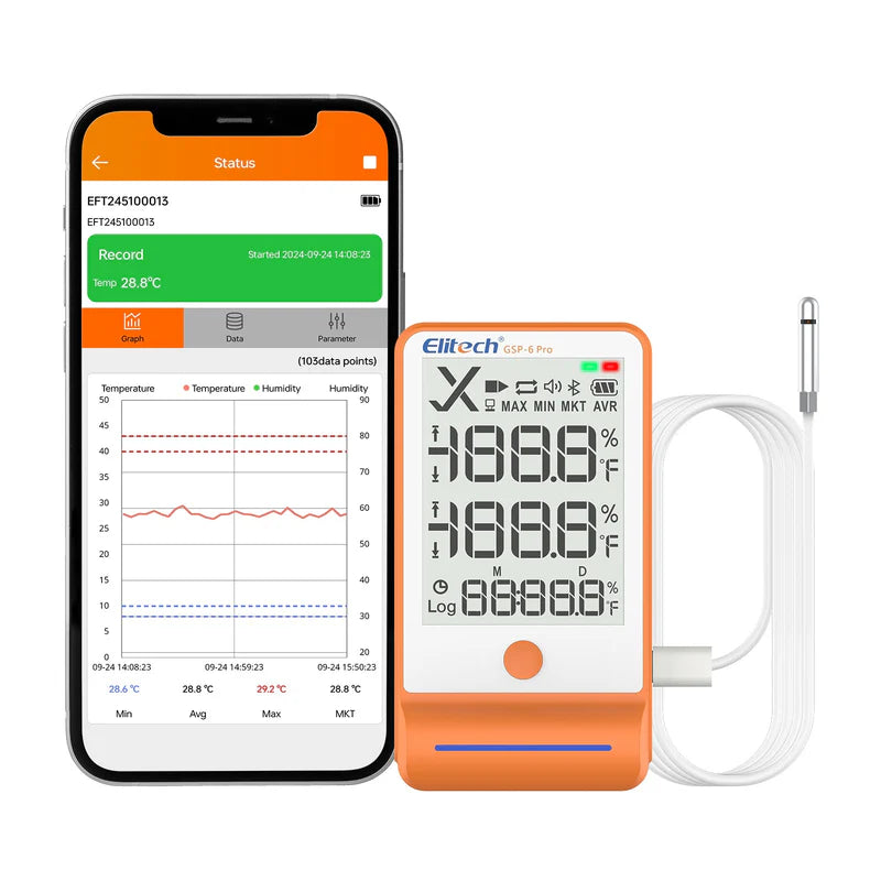 Elitech GSP-6Pro Temperature Humidity Data Logger Bluetooth