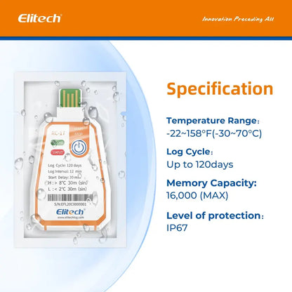 Elitech RC-17 Temperature Data Logger Single Use