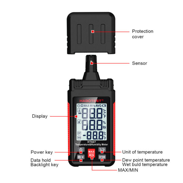 HABOTEST HT607 Temperature & Humidity Meter