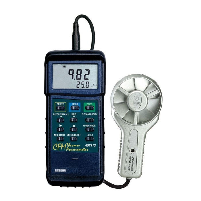 Extech 407113 Anemometer Heavy Duty CFM Metal Vane