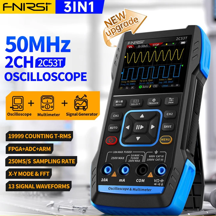 FNIRSI 2C53T Digital Oscilloscope Handheld 3in1